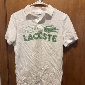 Lacoste White Club Polo Shirt with Front Graphics, Men's S